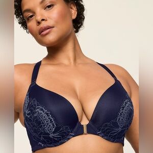 NWT Cacique Front-Close Smooth Boost Plunge Bra Size 46C Dark Blue